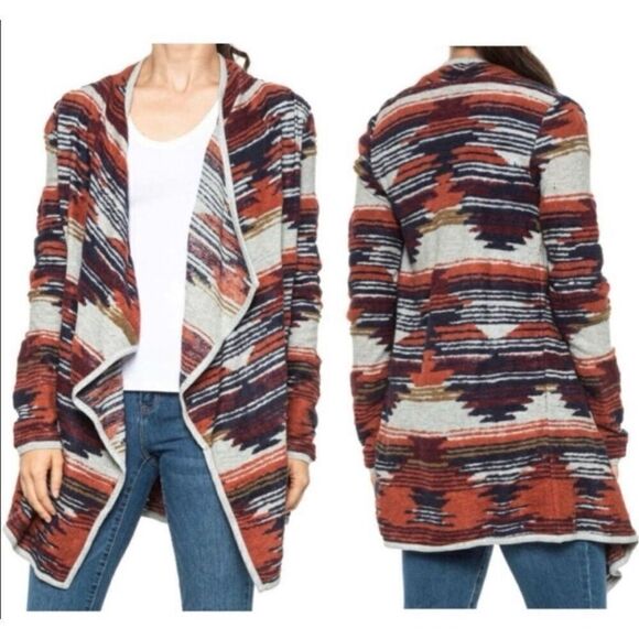 Lucky Brand Aztec South Western mixed yarn cardigan M - Picture 1 of 8